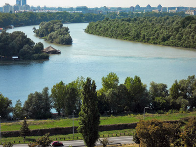 Zusammenfluss von Donau und Save in Belgrad